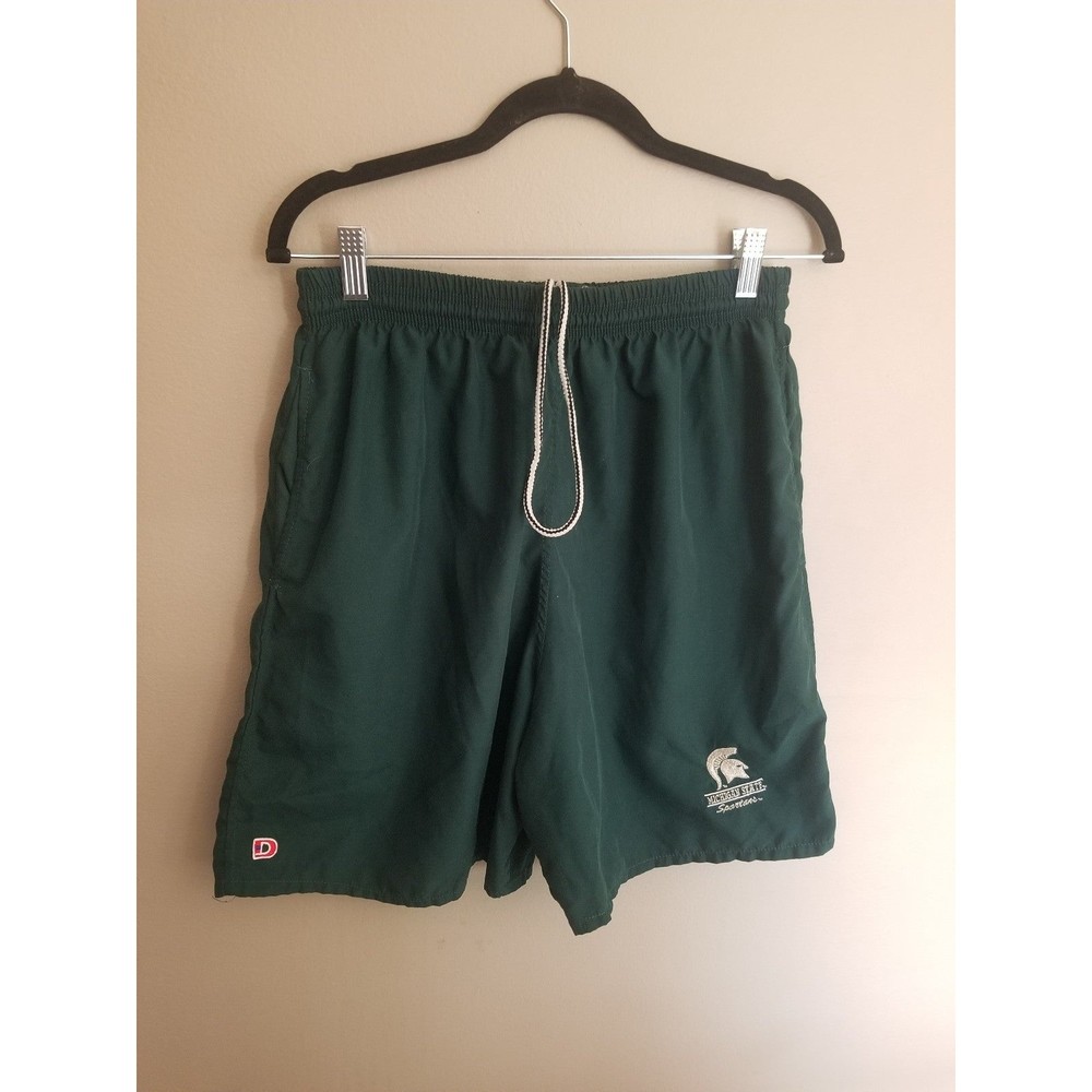 Vintage Dodger MSU Michigan State University athletic shorts green L embroidered